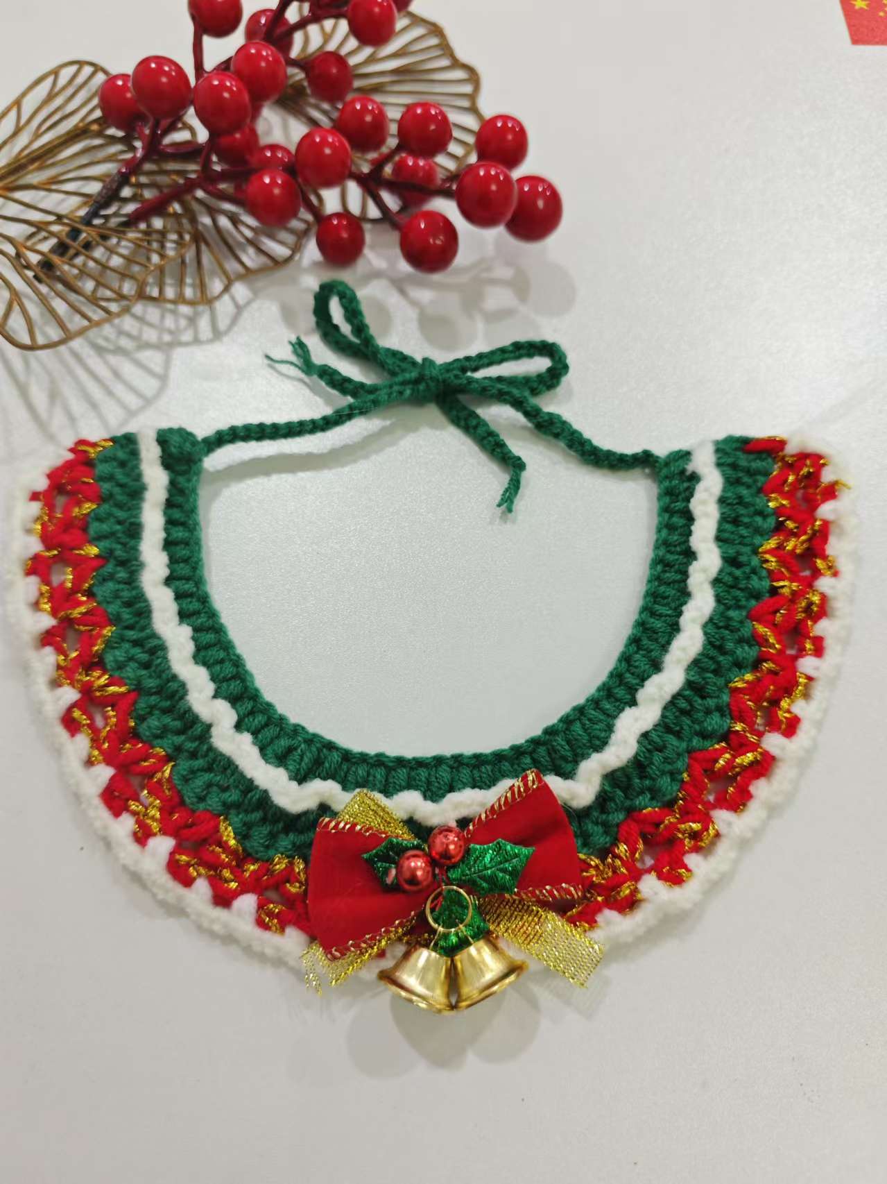 PET ACCESSORIES-Pet Christmas Handmade Knitted Bib