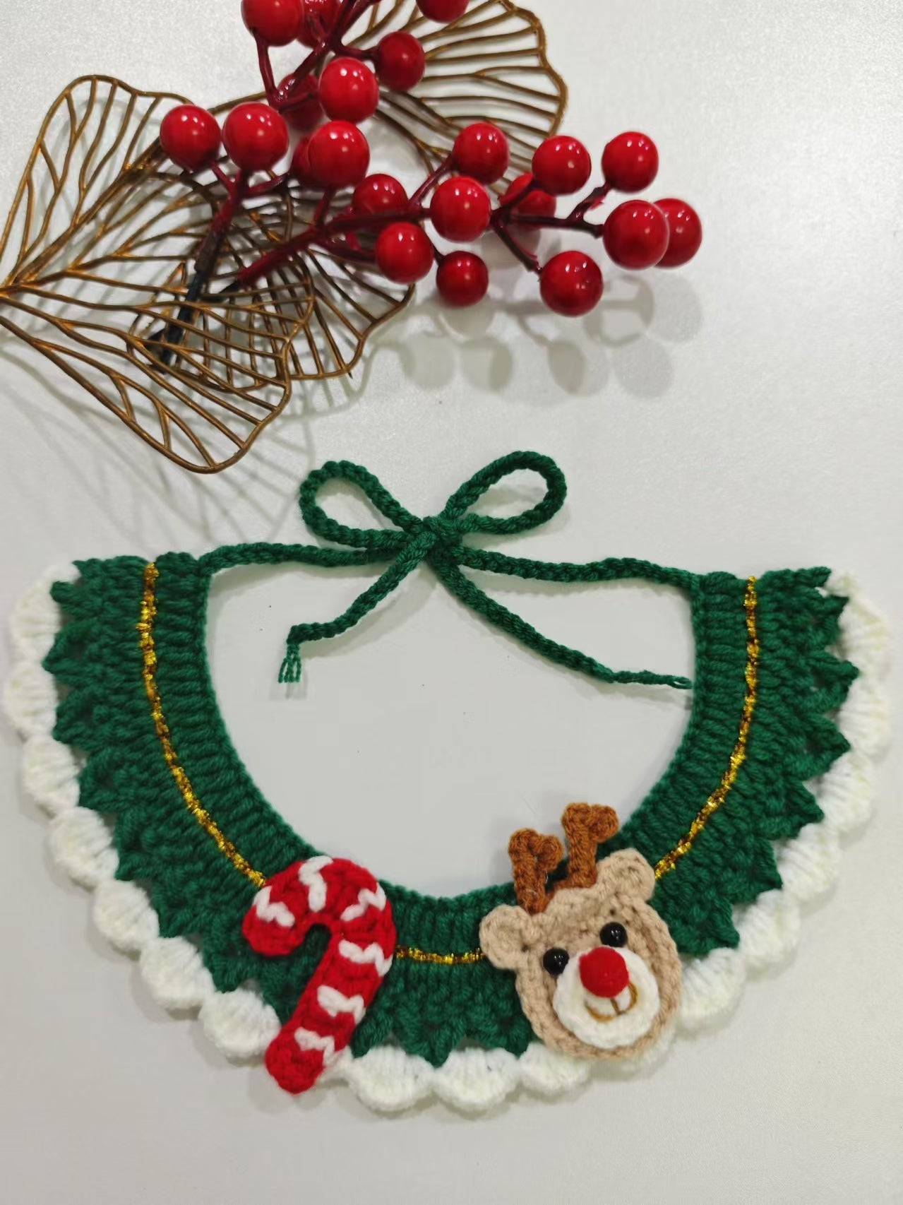 PET ACCESSORIES-Pet Christmas Handmade Knitted Bib