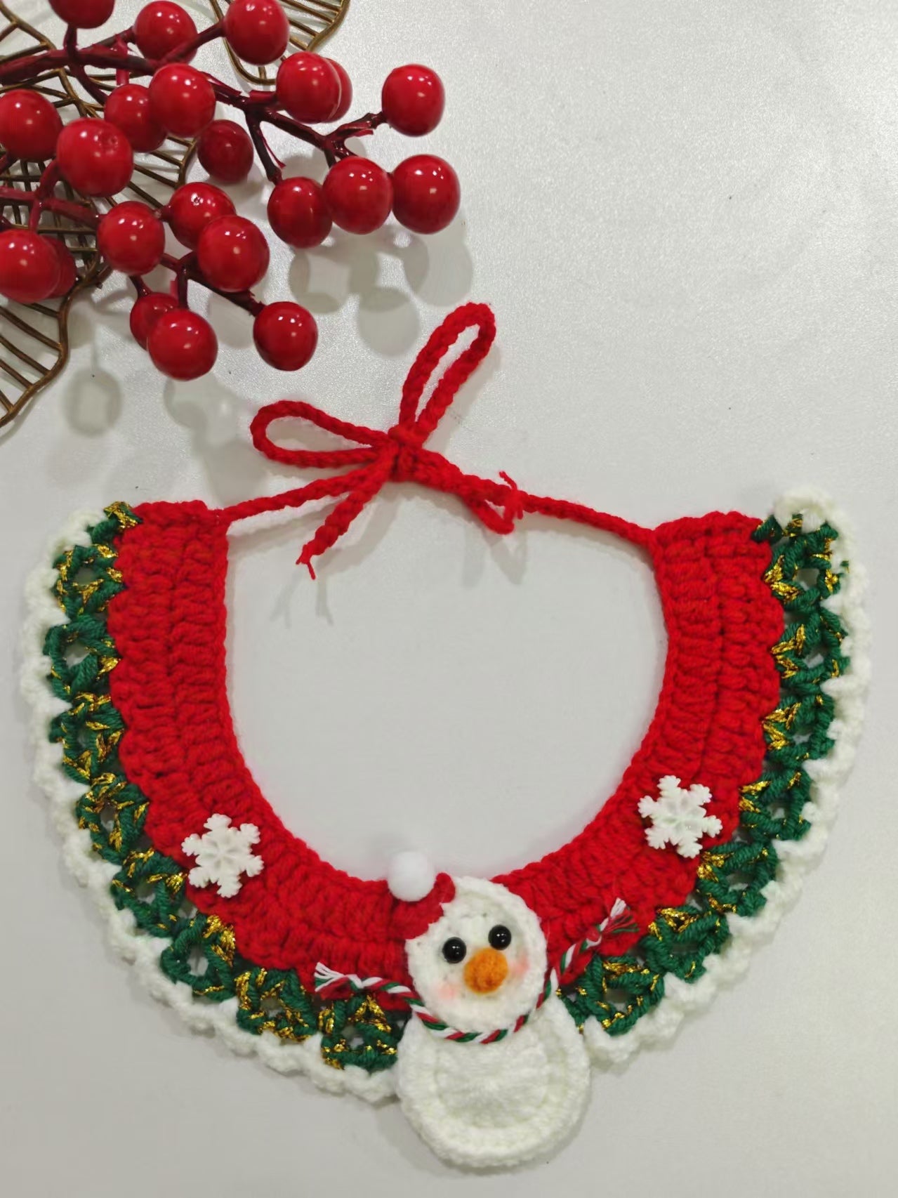 PET ACCESSORIES-Pet Christmas Handmade Knitted Bib