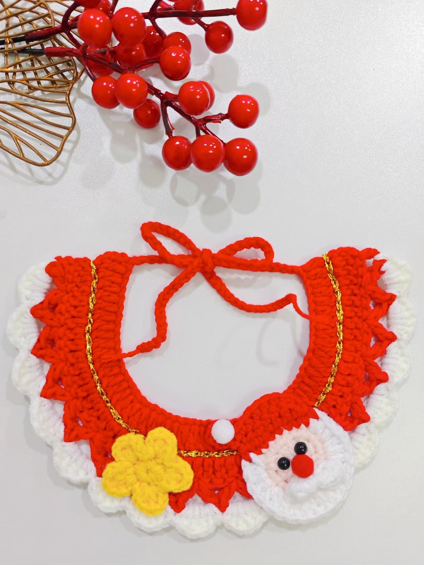 PET ACCESSORIES-Pet Christmas Handmade Knitted Bib