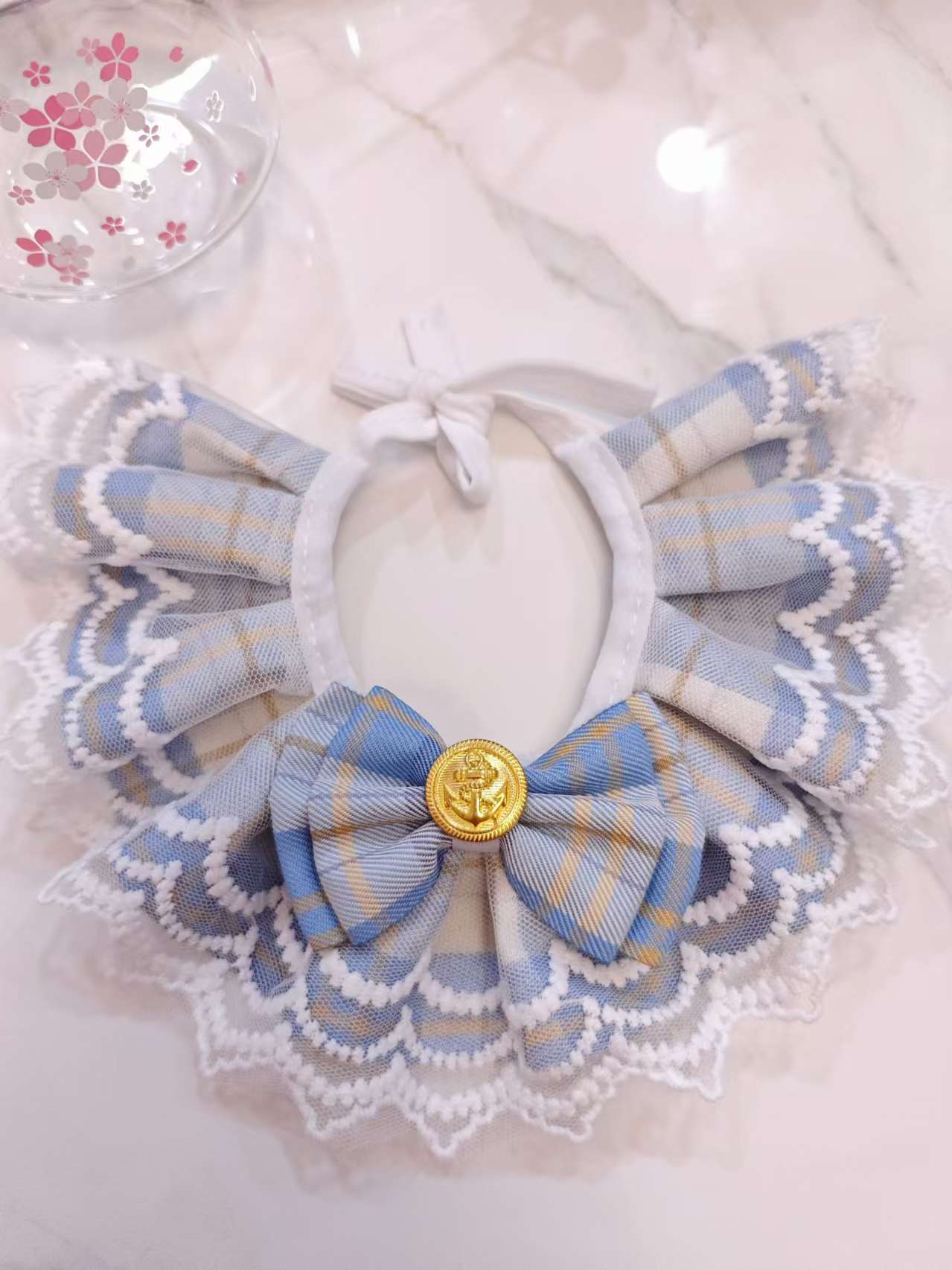 PET ACCESSORIES-Plaid Lace Bib